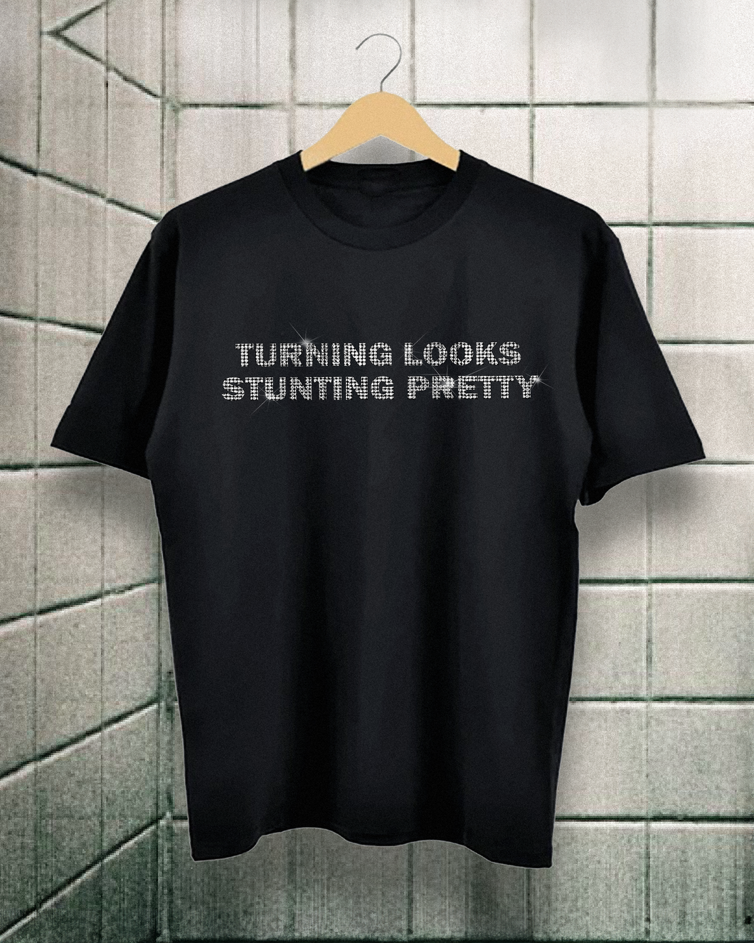 'TURNING LOOKS' Rhinestone T-shirt